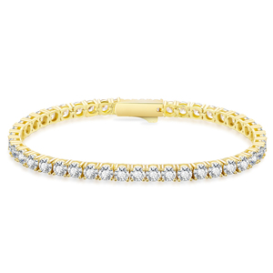 <span class=keywords><strong>Bracciale</strong></span> Tennis Classico <span class=keywords><strong>da</strong></span> 3mm 4mm Placcato Oro 14K, Elegante Idea Regalo con Zirconi AAAAA Taglio Rotondo, Stile Iced Out per Uomo e <span class=keywords><strong>Donna</strong></span> - Product Image 1