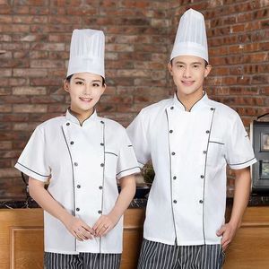 Chef Uniform Short Sleeve White Unisex Woven Restaurant <b>Kitchen</b> Workwear - Product Image 2