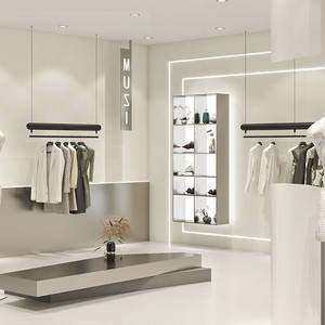 Étagères suspendues en acier inoxydable peint en noir pour magasin de <span class=keywords><strong>vêtements</strong></span>, pour hommes et femmes - Product Image 2