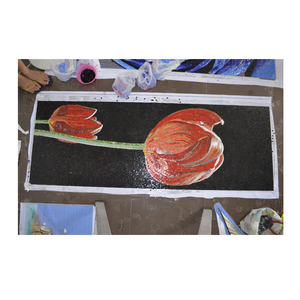 ZF Tùy Chỉnh Đá Đen Và Đỏ Ngọc Bích Tay Cắt Hoa Văn Khảm Gạch Dễ Dàng Hoa Đỏ Mô Hình Khảm Trang Trí Tường - Product Image 1