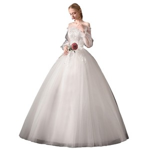 Vestido de <span class=keywords><strong>novia</strong></span> ligero con hombros descubiertos, nuevo, de alta calidad, estilo francés, para mujer, largo hasta el suelo, para sesiones de fotos de viaje, otoño - Product Image 5