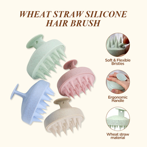 Spazzola per Shampoo Personalizzata con Logo Privato, Ecologica, Naturale, in Paglia di Grano, con Setole in Silicone per Massaggio del Cuoio Capelluto - Product Image 2