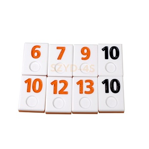 Two Tone Orange and White Rummy Travel Game Set Acrylic <strong>Rummikub</strong> With 4 Wooden Base Suit for Game Night and Gatherings - Product Image 4