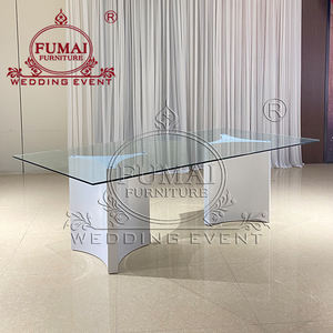 Design minimaliste Tables rectangulaires en verre clair et solide Table de bureau pour meubles commerciaux - Product Image 1