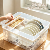 Étagère de rangement multifonctionnelle moderne grande capacité pour accessoires de cuisine, en plastique rectangulaire, pour vaisselle, assiettes et bols