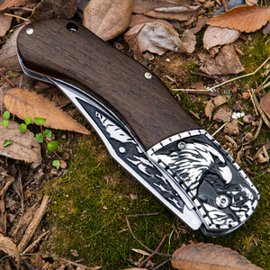 Dao Gấp Họa Tiết Đại Bàng Độ Cứng Cao Cán Gỗ Dao Gấp Bỏ Túi Đi Săn Cắm Trại Ngoài Trời - Product Image 5
