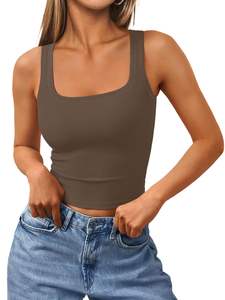2025 nouveau Camisole à col carré pour femmes à la mode recadrée côtelé sans manches débardeurs pour l'entraînement d'été - Product Image 2