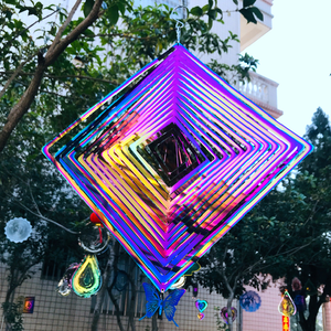 <span class=keywords><strong>Prix</strong></span> d'usine, moulin à vent 3D en acier inoxydable moderne fait à la main, coloré, de 12 pouces, en tôle métallique rotative, pendentif de <span class=keywords><strong>jardin</strong></span> - Product Image 4