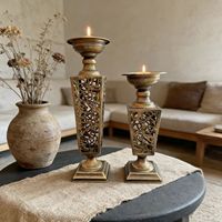 Bougeoir en fer bronze fait main de style américain, base carrée, table unique, décoration de la maison, salon, Noël