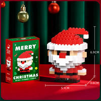 Mini train de Noël en blocs de construction, jouet puzzle, décoration cloche, Père Noël, renne, bonhomme de neige, boîte surprise lumineuse, cadeau