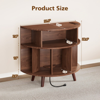 3-stufiger Schallplattenspieler-Ständer mit Steckdose, 80 cm Holz-Plattenspieler-Tisch für Wohnzimmer und Musikzimmer
