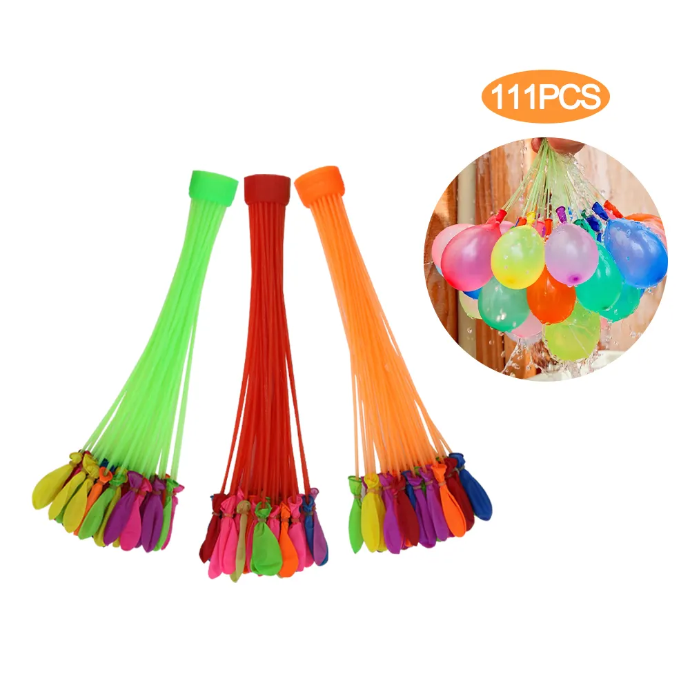 Atacado 3 Bunch 111 Pcs Summer Party Outdoor Kids Brinquedos Coloridos Látex Mágico Fácil Quick Fill Self Sealing Water Balloons