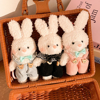 Haute qualité unisexe mode dessin animé lapin poupée doux suspendu lapin en peluche porte-clés avec des vêtements pour sac vêtements pendentif