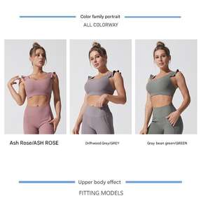 Aoyema卸売ファッションセクシーノースリーブガールズアスレチックウェアスポーツソリッドタイバックフリルヨガクロップトップ快適なワークアウトブラ - Product Image 6