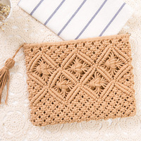 Sac à main en macramé tissé à la main pour femme, Style bohème, en coton décontracté, pochette de plage Vintage
