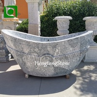 Baignoire autoportante en marbre beige antique pour décoration de la maison
