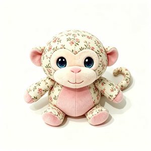 Silueta de mono redonda y abultada personalizada, apta para niños, cojín suave de estilo vintage con estampado floral para habitación infantil - Product Image 3