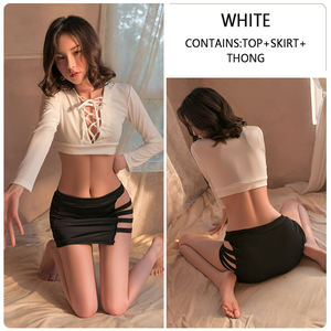 OL ชุดยูนิฟอร์มแขนยาวสายไขว้ด้านหน้า,ชุดกระโปรงสั้นพร้อมสายหนังชุด<span class=keywords><strong>3</strong></span>ชิ้นปี GR1401 - Product Image 6