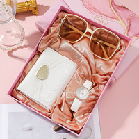 Set de Regalo para Mujer con Caja de Regalo, Cartera, Gafas de Sol, Reloj Ultra Quartz, Correa de Cuero Sintético y Acero Inoxidable, Perfecto para Compras y Viajes