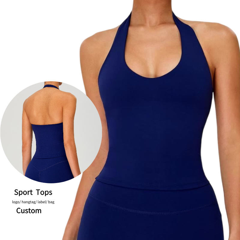 Women's Halter Neck Yoga Tank Top High Support Sports Bra for Workout, Gym & Pilates, Breathable & Stretchy Active Wear