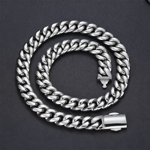 सोने की प्लेटेड स्टेनलेस स्टील चेन हार 12 मिमी हिप-हॉप क्यूबन स्टेनलेस स्टील हार - Product Image 5