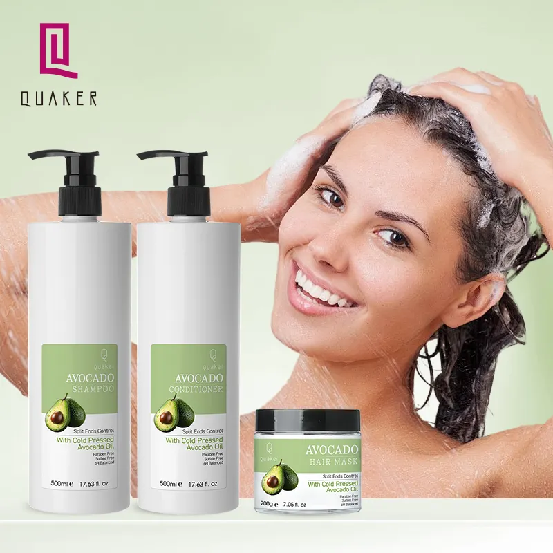 Shampoo e condicionador Qquaker para cabelos cacheados, shampoo hidratante e condicionador para o crescimento dos cabelos, shampoo e condicionador Champu de abacate