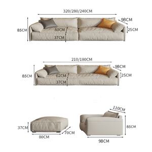 घर फर्नीचर पांडा चमड़े सोफा सेट कमरे में रहने वाले अनुभागीय सोफे सफेद चमड़े - Product Image 4