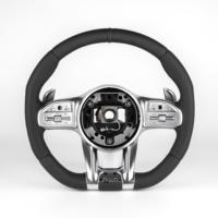 Setir Kulit Mercedes dengan Penanda Atas Hitam, Paddle Shift Perak, dan Tombol Krom untuk Kelas C E S CLS