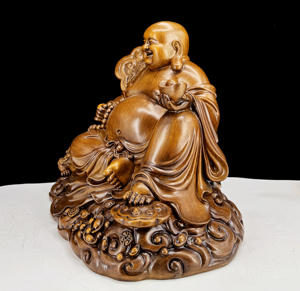 Resin Antique Copper Color Big <strong>Belly</strong> Maitreya Buddha <strong>Happy</strong> Smiling Buddha Ornaments Household Buddha Hall Worship God Ornaments - Product Image 5
