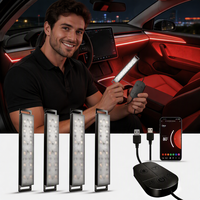 Kit d'éclairage intérieur de voiture YiLaie à LED multicolores avec mode DIY via application, synchronisation musicale, ruban adhésif double face 3M, DC 12V/5V