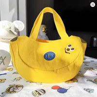 Sac fourre-tout en toile en forme de banane, sac à main mignon de dessin animé, sac à bandoulière quotidien pour femme, sac en toile à motif de fruits Kawaii