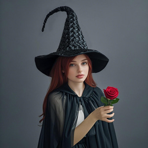 Chapeau de sorcière Luling Yaoyao, taille unique, noir, tissé, pour fête costumée d'Halloween - Product Image 1