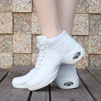 Chaussures de danse salsa latine légères pour femmes, baskets en tissu tricoté respirant avec semelle extérieure en caoutchouc antidérapante, idéales pour l'entraînement