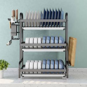 2 3 Tier Wall Mounted Metal Dish Rack Drainer Rack Multifunctional <b>Sink</b> Rack Rust-Proof Dish Drainer - Product Image 3