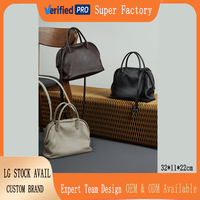 Sac bowling en cuir de vachette tanné végétal de première qualité, style mallette rétro de niche, avec fermeture éclair, sac à bandoulière pour agent de voyage, vente en gros