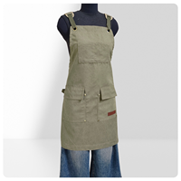 Tablier en toile réutilisable avec logo personnalisé imprimé, anti-salissures et résistant à la saleté, idéal pour la restauration, les salons de thé, les cafés, l'art et la restauration.