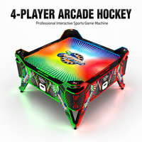 Mesa de Hockey de Aire Electrónica para 4 Jugadores con Puntuación Electrónica, Efectos LED, Máquina de Juegos Arcade para Bares, Clubes y Parques de Diversiones, 1 Año de Garantía