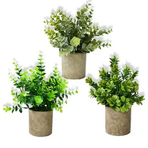 Realistic Fake Plants Rosemary Plant Mini Potted Artificial Plants in Gray Pot for Bathroom Home decoration