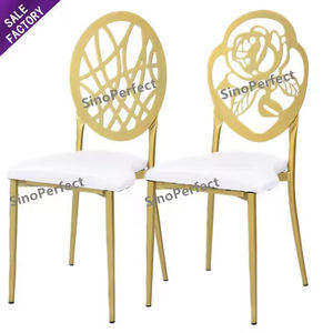 Sino Perfect Discount Stacking White Gold Metal Round Back <b>Chair</b> <b>Dining</b> Modern Dinner Room <b>Chairs</b> Leather Wedding Banquet Events - Product Image 4