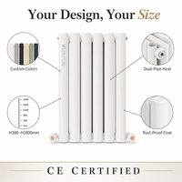 Radiateur en acier blanc SL5025D H1500mm, double colonne, haute résistance à la corrosion, grande capacité d'eau, taille personnalisée, certifié CE