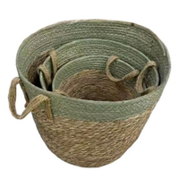 Nouvel ensemble de paniers de rangement vintage en coton et jonc de mer, motif zig-zag, pour cuisine et salle de bain, écologiques et faits à la main