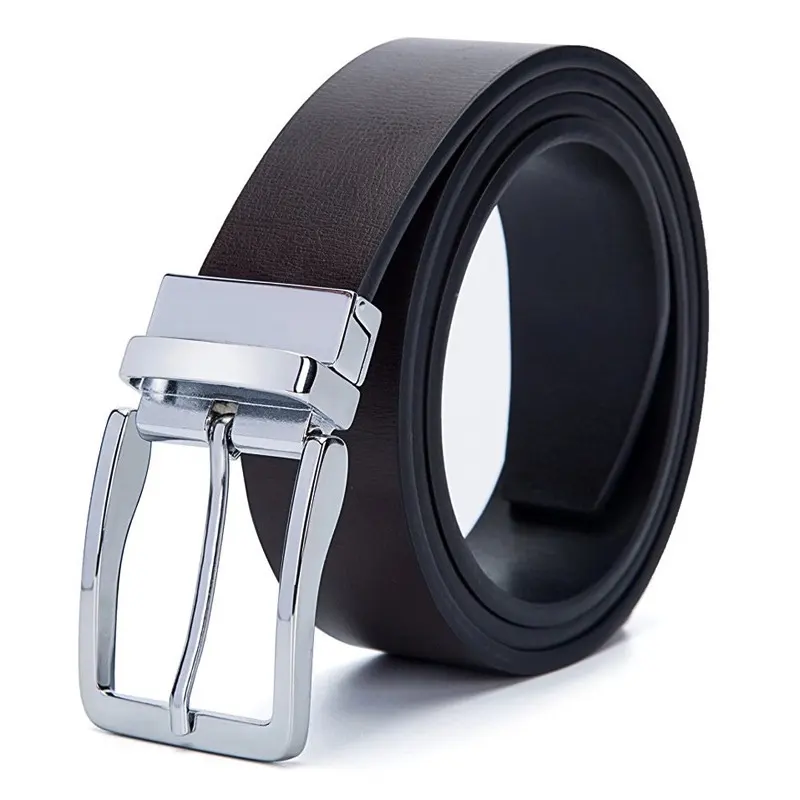 High Quality Rotating Pin Buckle Detachable Business Casual Double-sided Cowhide Leather Belt For Men