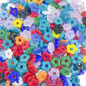 Cuentas de Vidrio Rojas Transparentes con Forma de Flor Vintage de 16 mm, Cuentas Sueltas con Orificio Grande para Manualidades Creativas, Accesorios de Joyería - Product Image 1