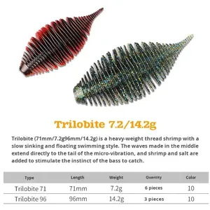 Esca da Pesca OEM a Forma di Verme Morbido 2.8in/7.2g 3.8in/14.2g TRILOBITE Texas Rig <span class=keywords><strong>Esche</strong></span> <span class=keywords><strong>Artificiali</strong></span> in <span class=keywords><strong>Silicone</strong></span> per Bass e Luccio - Product Image 3