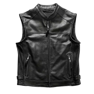 Chaleco de Motocicleta de Cuero sin Mangas para Hombre, Diseño de Malla Transpirable, Chaqueta para Motociclismo para Todas las Estaciones - Product Image 1