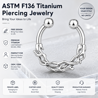 JiaXin Anneaux de nez articulés en titane ASTM F136 pour tragus, hélix, daith, septum, conch, rook et lèvres