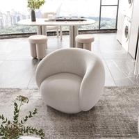 Sofá perezoso minimalista nórdico de lana de cordero moderno ATUNUS, silla de tela Boucle blanca crema, silla de salón de lana de cordero, sofá individual