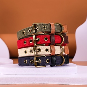 Maßgefertigter Luxus-Hundegurt, Hundeseil und -geschirr aus grobem Segeltuch, Hundehalsband-Leinen-Set, Lederhalsband Großhandel - Product Image 2