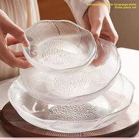 Bol de service moderne en verre festonné pour apéritifs, collations, bonbons, buffet de mariage, décoration de table de fête, plat à nourriture transparent