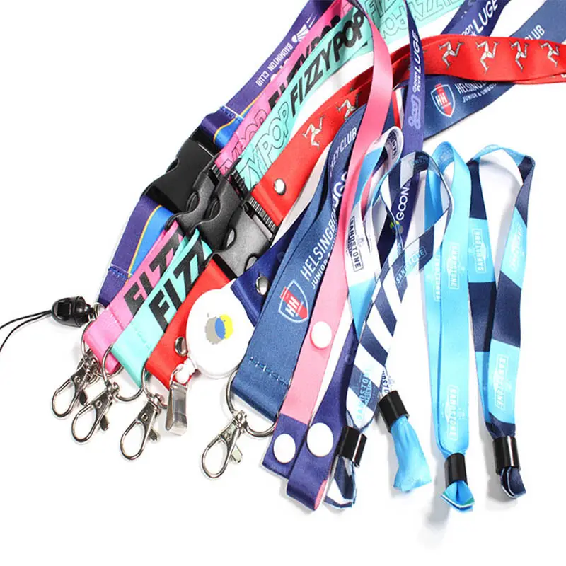 Lanyards with logo custom for ID card badge holder durable nylon lanyard strap with stainless metal swivel j-hook